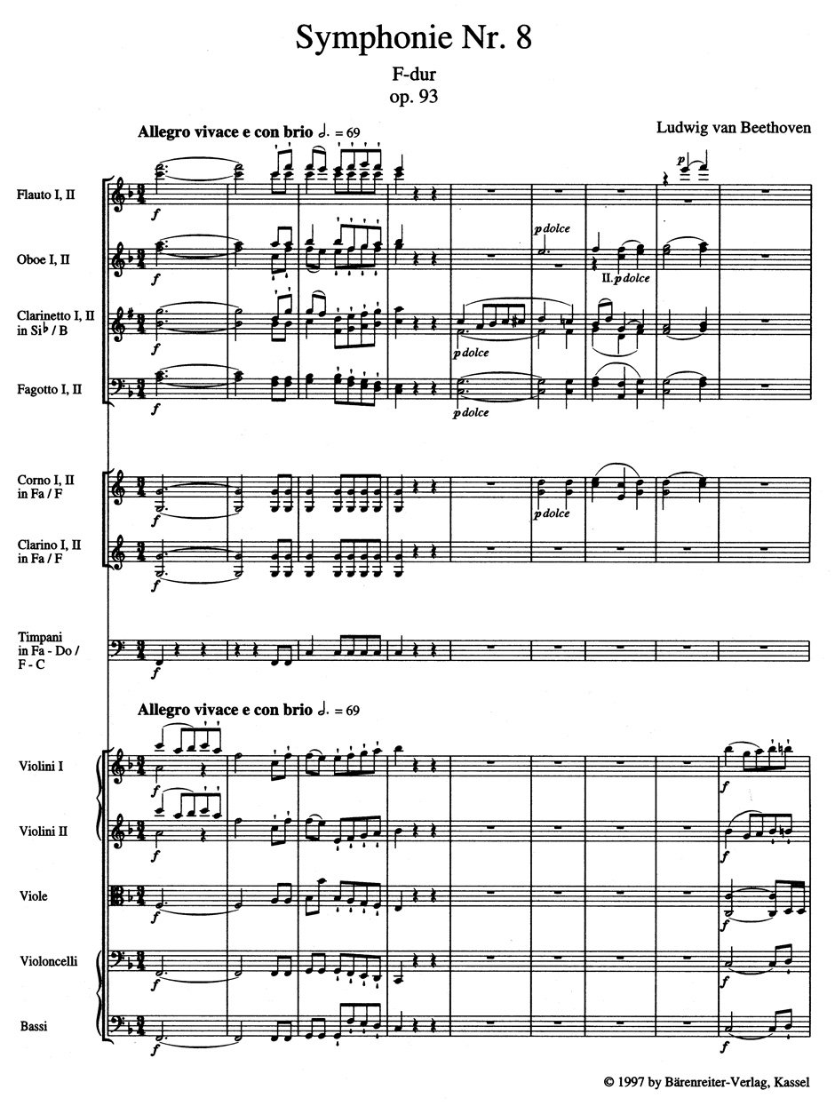 スコア譜例ベートーヴェン「交響曲第8番」