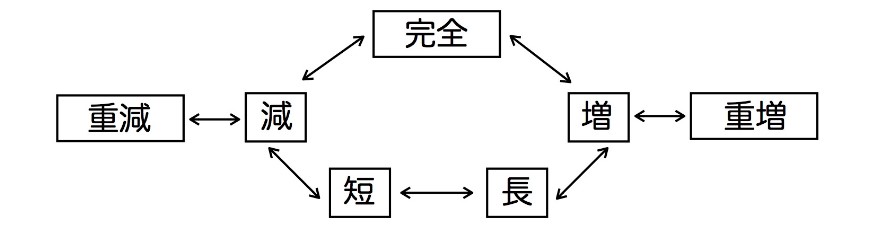完全音程・増/減音程の図